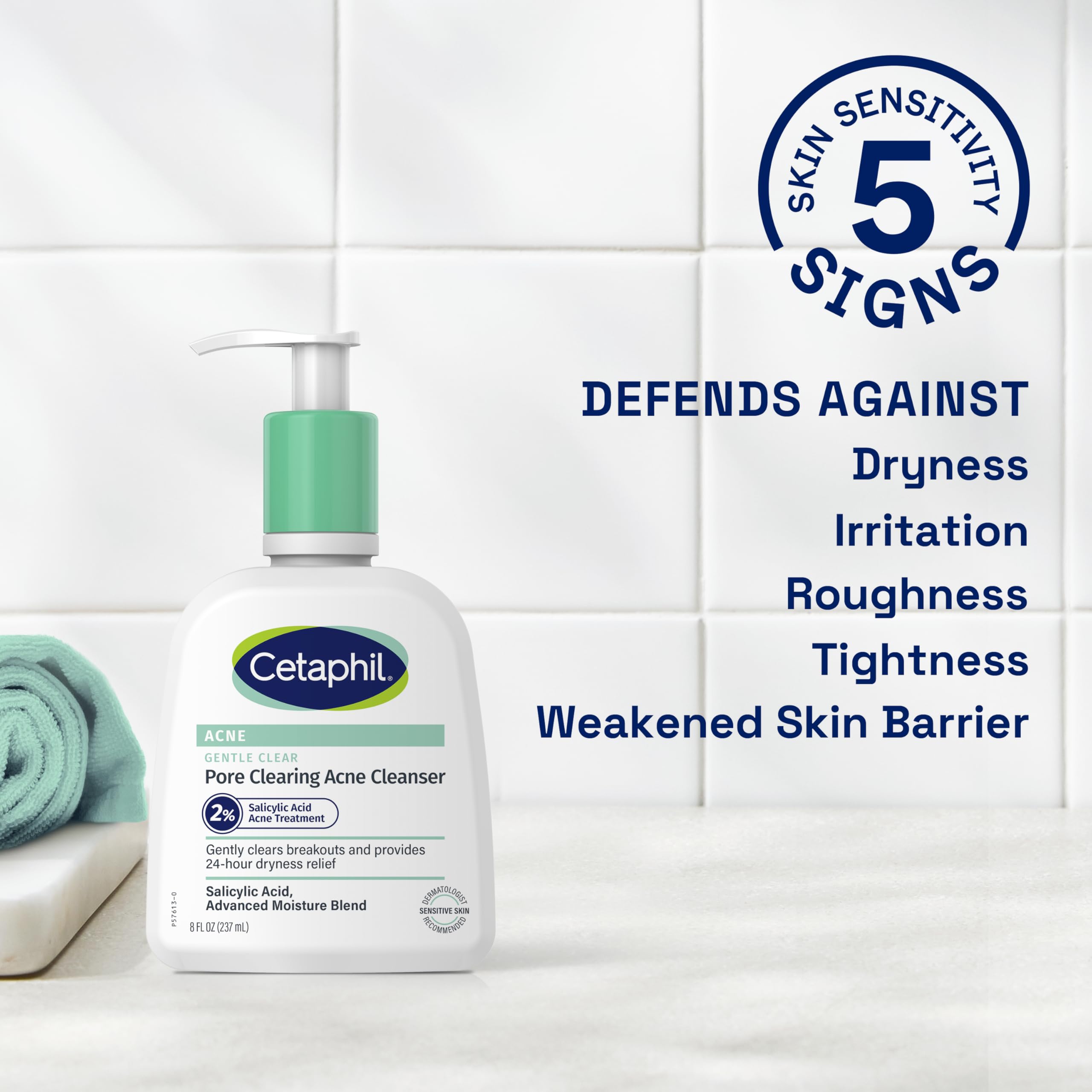 Cetaphil Gentle Clear Pore Clearing Acne Cleanser, Foaming Gel Cleanser for Sensitive, Acne-Prone Skin, 8 Fl Oz Pump Bottle, 2% Salicylic Acid, Gently Exfoliates, Dermatologist Recommended Brand